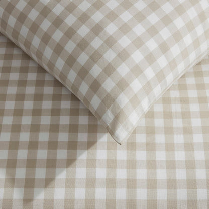 Tuscany Gingham Duvet Cover & Pillowcase Set - Natural - DUSK