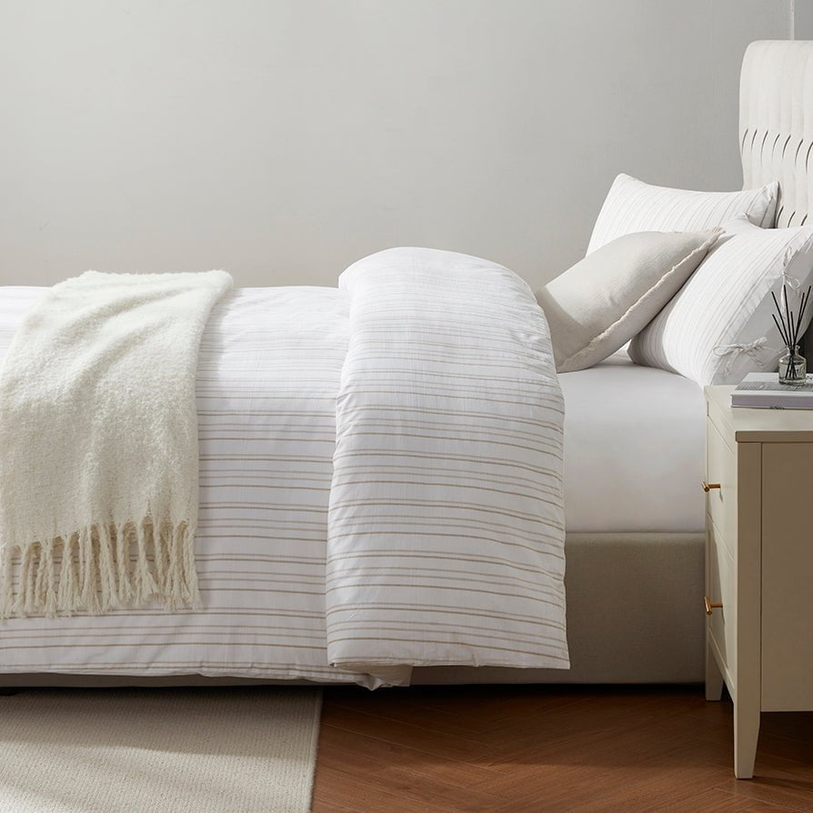 Valencia Tie Side Stripe Duvet Cover Pillowcase Set Natural DUSK valencia-tie-side-stripe-duvet-cover-pillowcase-set-natural-dusk