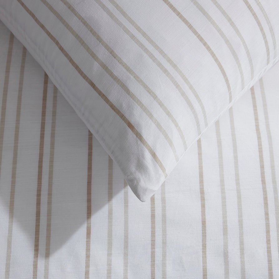 Valencia Tie Side Stripe Duvet Cover & Pillowcase Set - Natural - DUSK