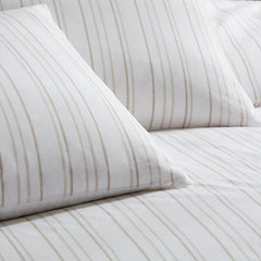 Valencia Tie Side Stripe Duvet Cover & Pillowcase Set - Natural - DUSK