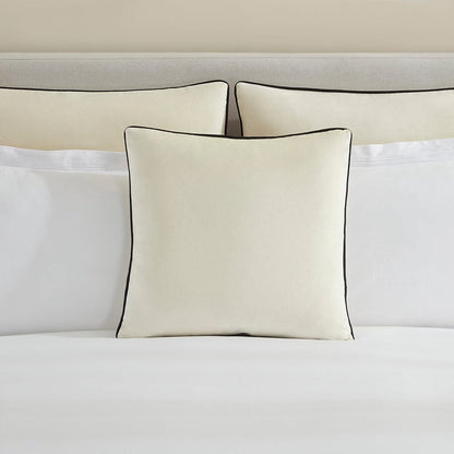 Velvet Cushion Cover - Off White Contrast Black Piping - DUSK