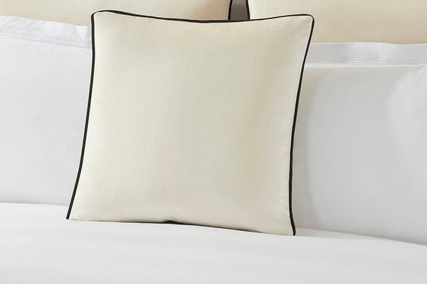 Velvet Cushion Cover - Off White Contrast Black Piping - DUSK