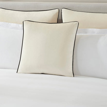 Velvet Cushion Cover - Off White Contrast Black Piping - DUSK