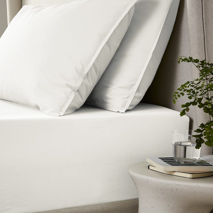 Washed Cotton Fitted Sheet - Off White - DUSK